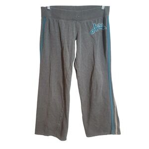 Aeropostale Womens Striped Aero Logo Y2K Wide Leg Sweatpants Medium M Distressed